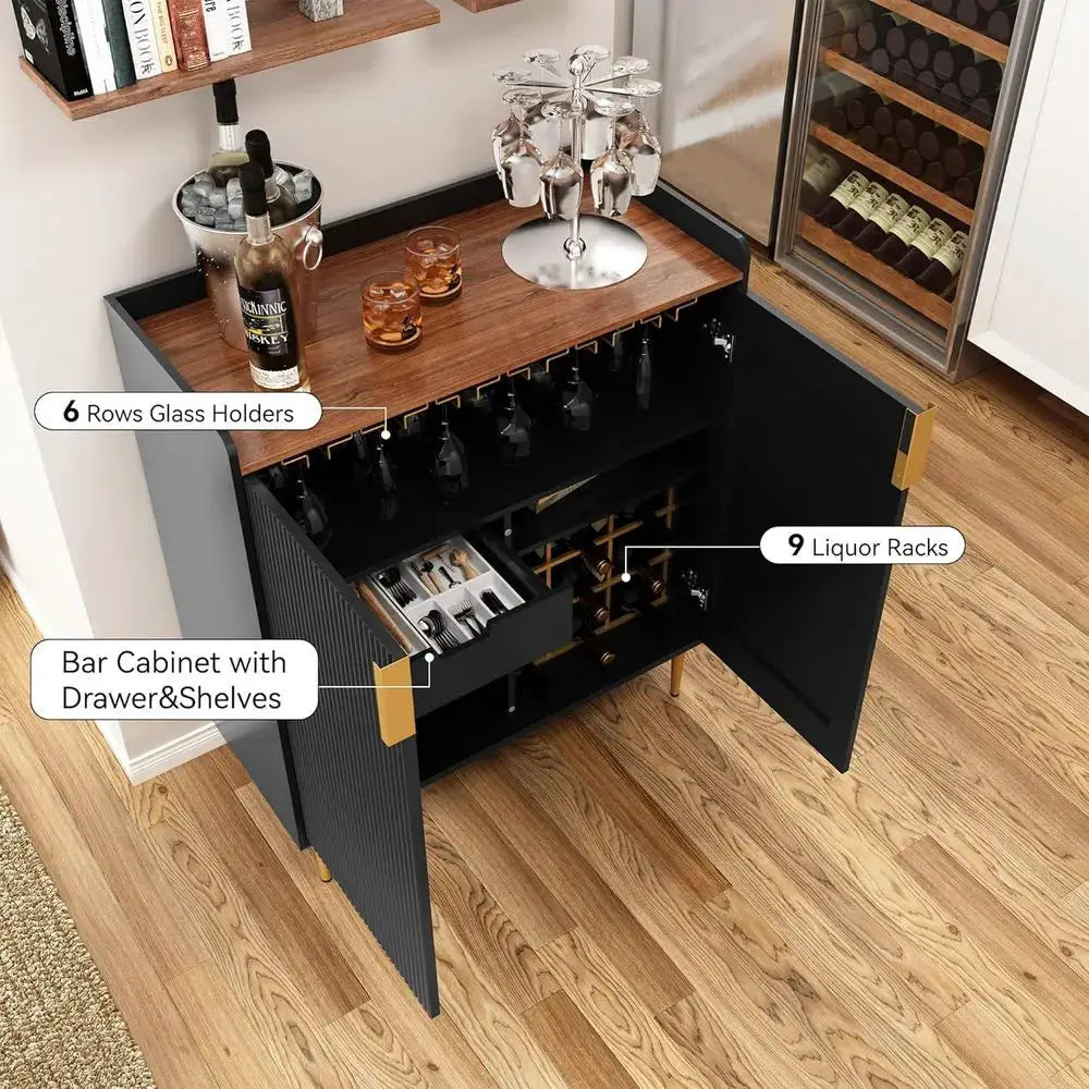 Elegant Sideboard Buffet Cabinet with Textured Finish, Coffee Bar Cabinet with Wine Storage for Kitchen, Dining, and Living Room from PriceLows™