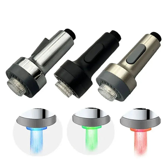 Kitchen Faucet Pull Down Sprayer | Led Light | 3 Function | Black, Brushed, Gold from PriceLows™