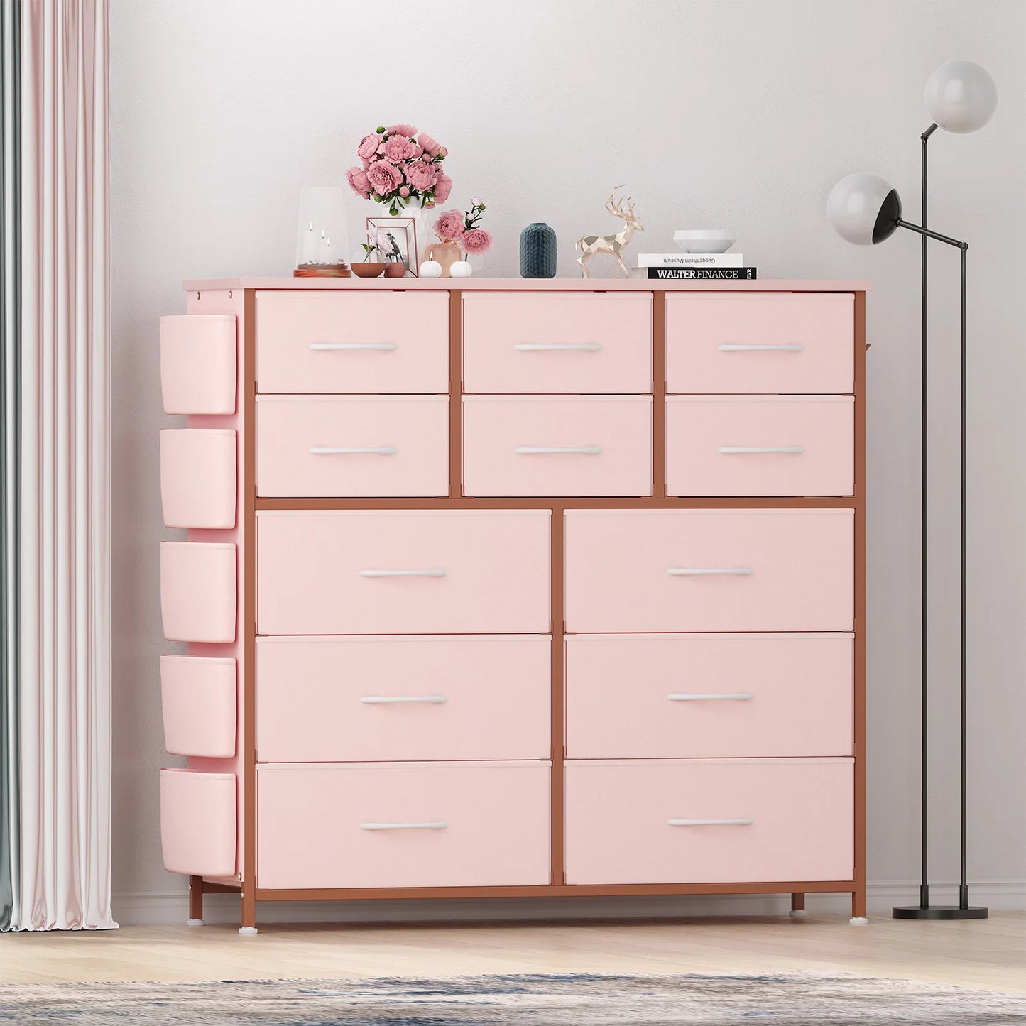 Dresser | 12-Drawer | Fabric Storage Cabinet | Metal Frame With Wood Top