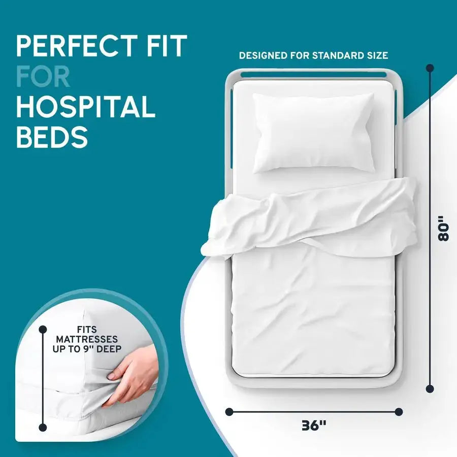 Classic Fitted Hospital Bed Sheets Set of 3, Cotton Fitted Sheet with 200 Thread Count, Soft Standard Sheets for Hospital Bed Si from PriceLows™
