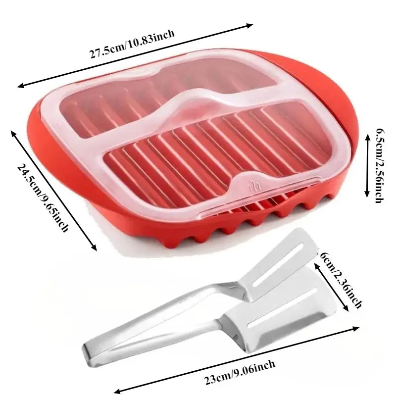 Microwave Bacon Tray | With Splatter Lid | Silicone Nonstick | One Size