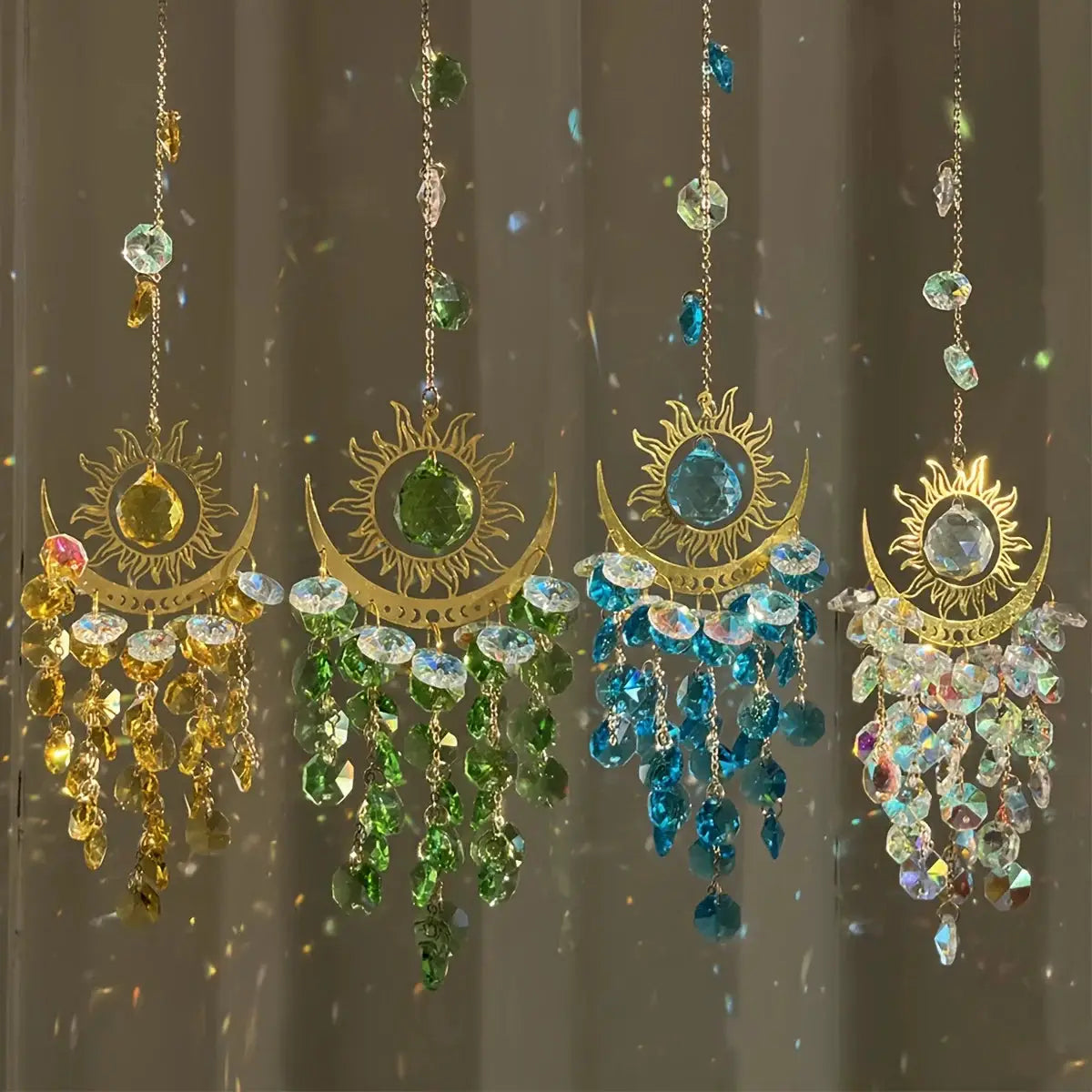 1pc garden set light ornaments flame moon sun crystal sun catcher wind chime hanging decorations hanging ornaments from PriceLows™