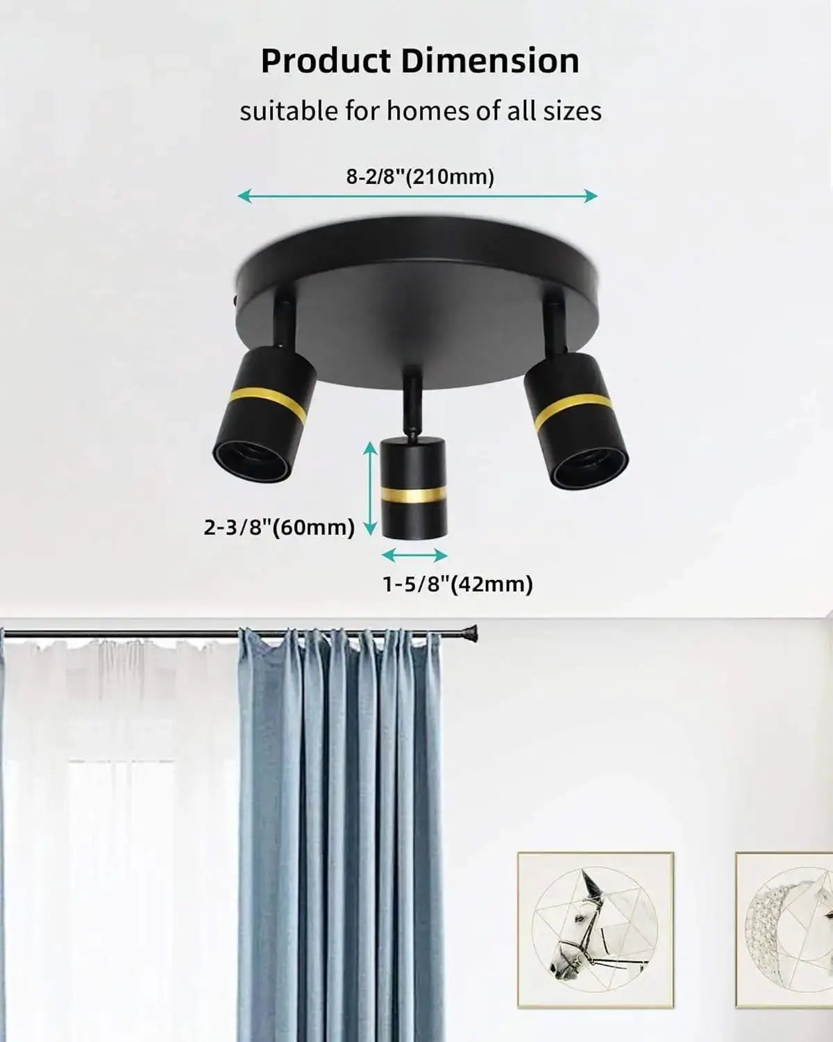 Hot Sale 3-Light Minimalist Wall Lamps Black and Gold LED Track Lighting Ceiling Light for Home Restaurant from PriceLows™