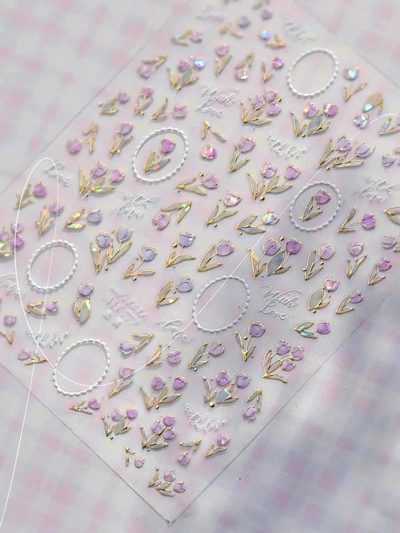 TSZS Spring Flower tulip Cherry blossoms Nail Art Stickers Self-adhesive INS 5D Pink White Flower Nail Decals from PriceLows™