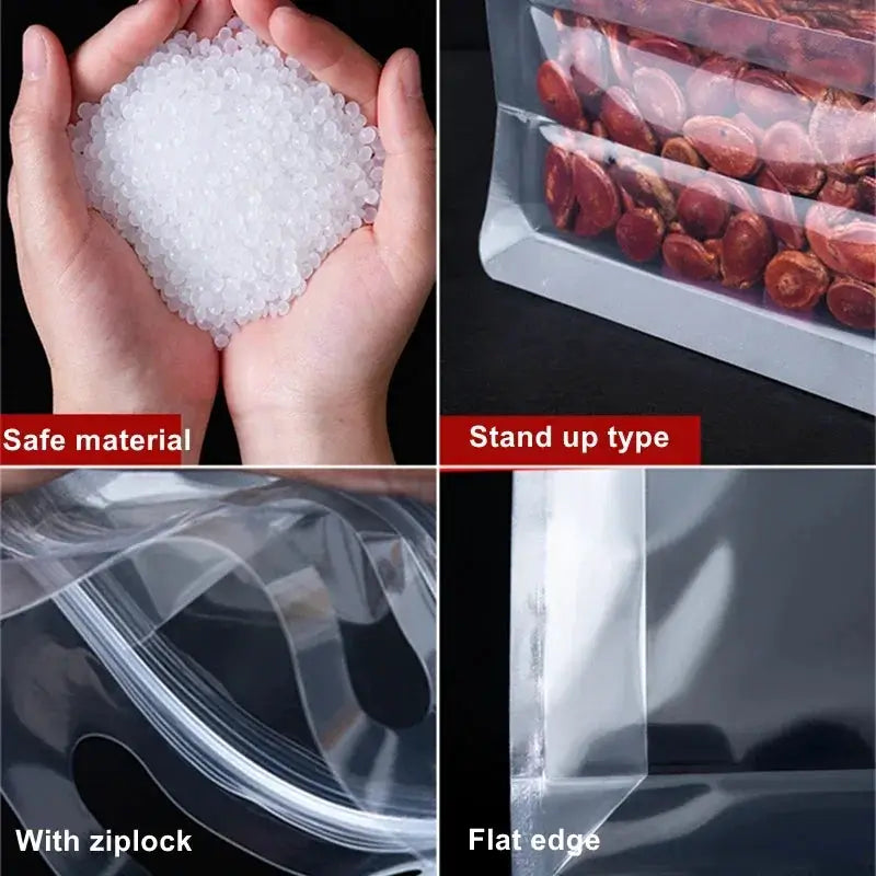 Zip Lock Bags | Capacity 150ml | Stand Up Pouches With Handle | 50 Pcs