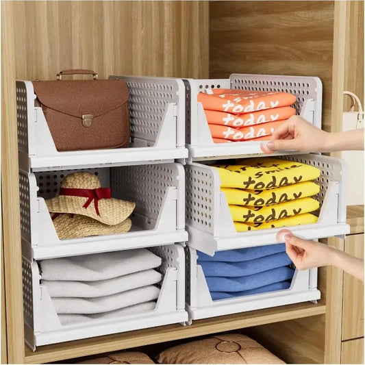 5 Pack Closet Organizers Storage Box Closet Storage Stackable Storage Bins Plastic Drawer Basket for Wardrobe Cupboard Kitchen from PriceLows™