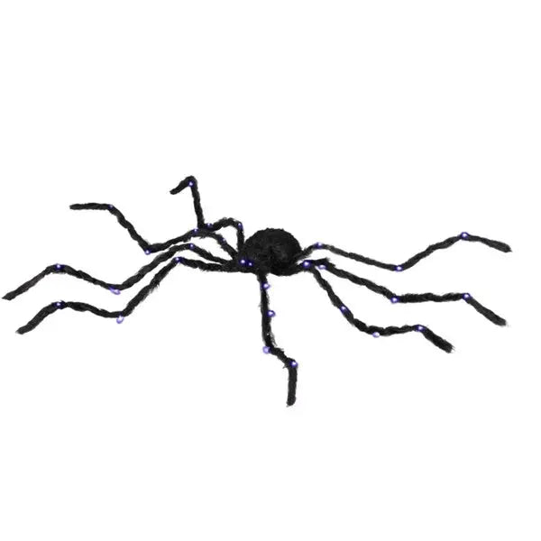 Giant Halloween Spider | 47 Inch | Bendable Purple Light Up | Black Color