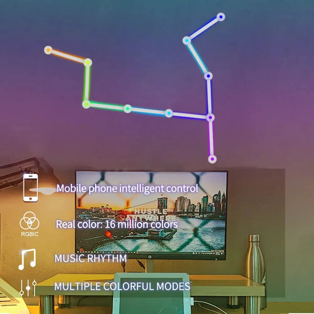 Wiscolor LED RGB Smart Wall Light DIY Atmosphere Night Light Game Room TV Backlight Decorative Wall Light Bar Music Rhythm APP from PriceLows™