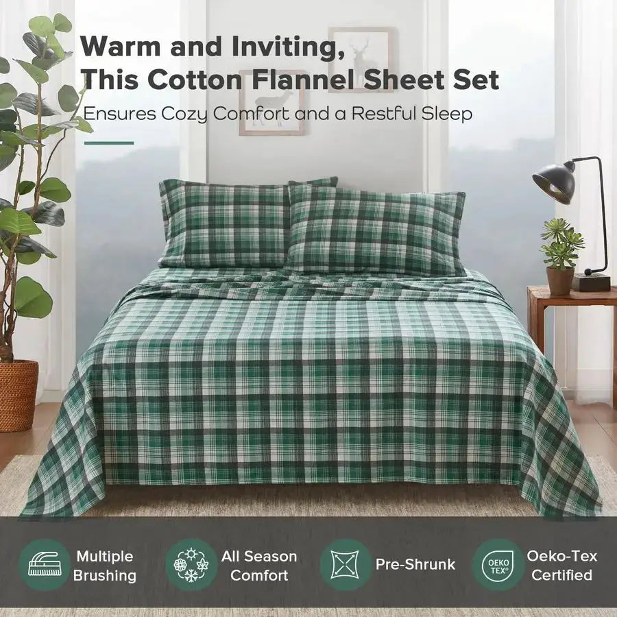 Cotton Sheet Set Cottage Charms Print, 100 Cotton Flannel Sheets Warm amp Fuzzy Bedding Set Queen Size Sheets, Fitted Pocket Fit from PriceLows™