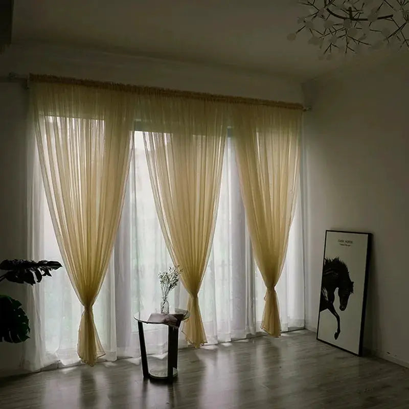 100x200cm 1PC Solid Color Sheer Curtain For Living Room Window String Curtains Bedroom Drape Panel Tulle Treatments from PriceLows™
