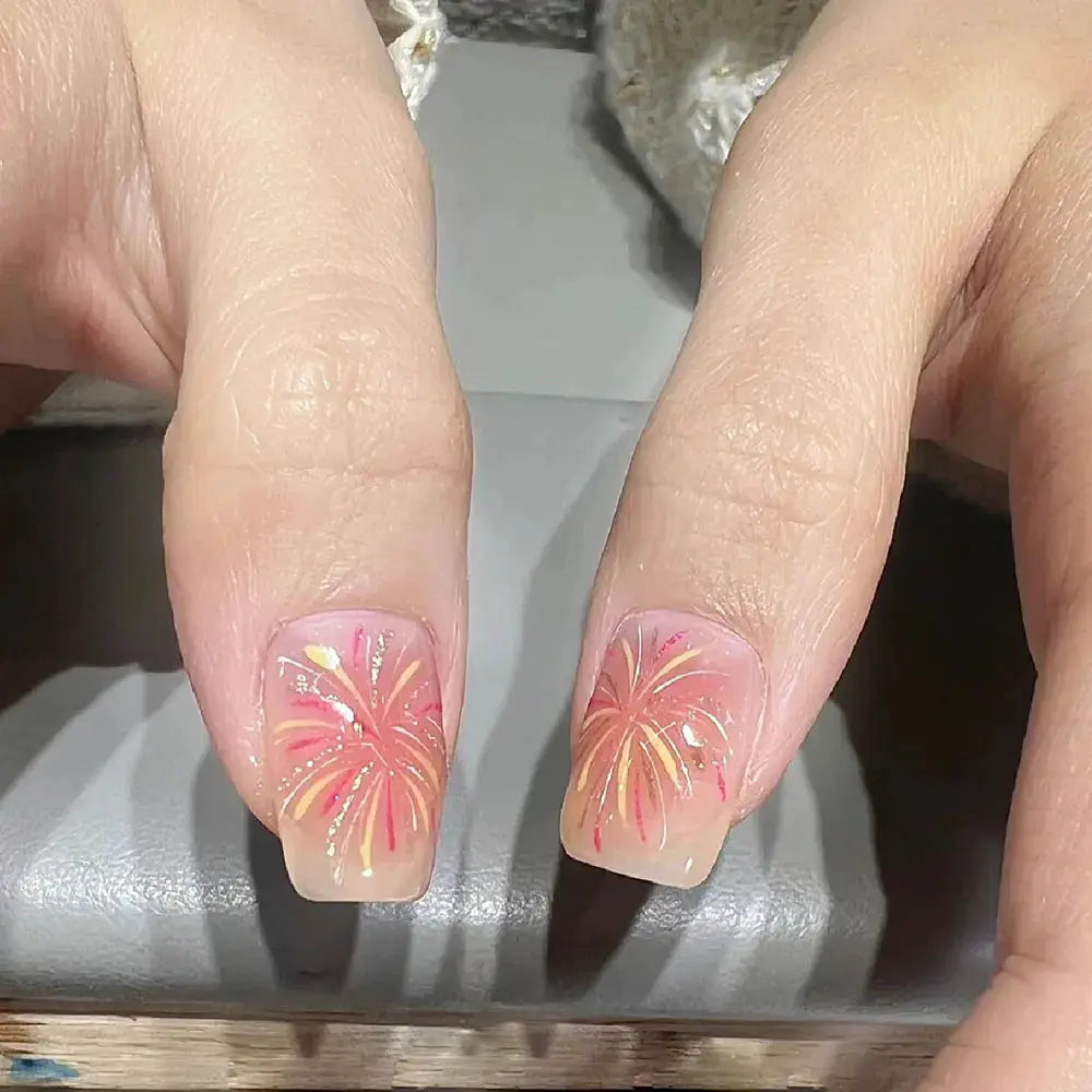 1PC Laser Fire work Nail Stickers 3D Self-Adhesive Blooming Fire-work Nail Decals New Year Firework Design Nail Slider 10*8cm from PriceLows™