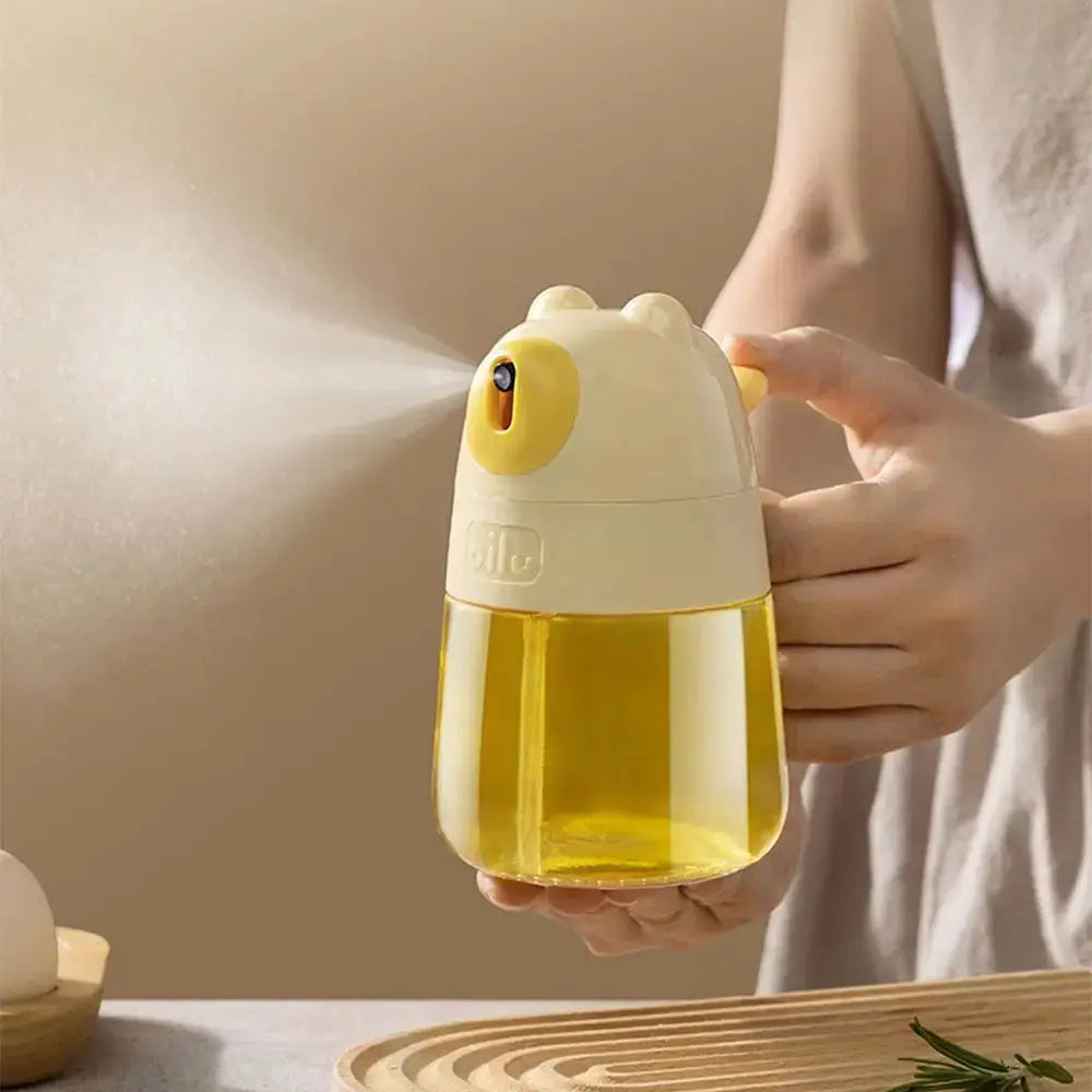 Glass Oil Sprayer Bottle | 300ml Capacity | Refillable | White Yellow