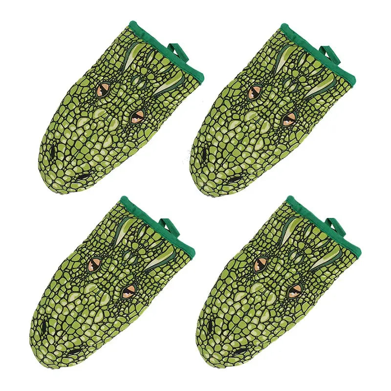 Oven Mitts | Crocodile Pattern Cartoon Animal | Heat Resistant Thickened