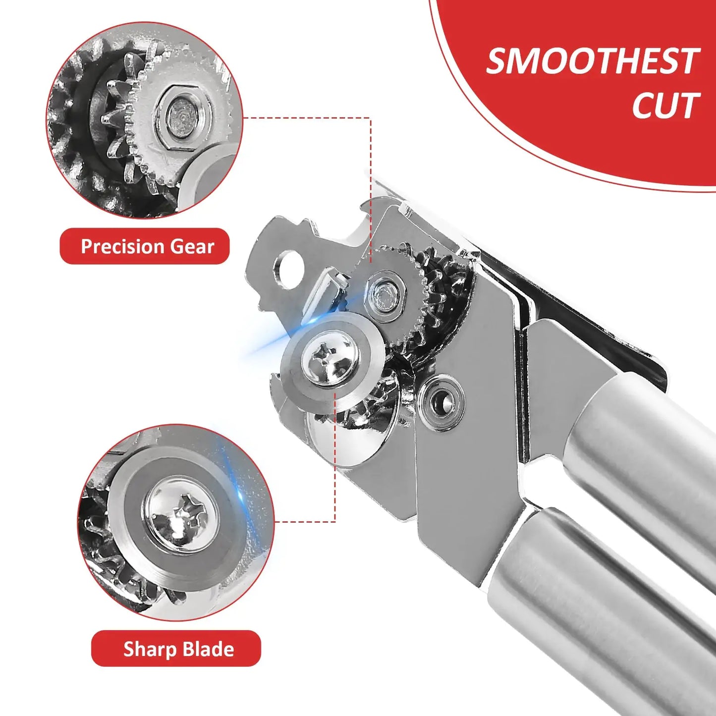 KOOMADE Stainless Steel Can Opener Safety Kitchen Tools Easy Grip Side Cut Manual Opener for Cans' Lid Kitchen Gadgets from PriceLows™