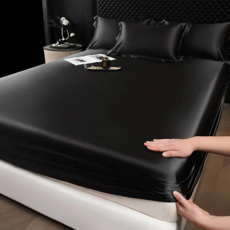 Solid Color Fashion Satin Fitted Sheet Rayon Mattress Cover with Elastic Band Bed Sheet for Bedding 140x200 160x200 from PriceLows™