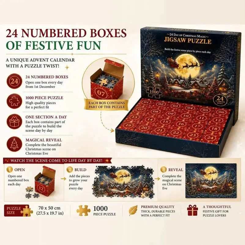 Christmas Advent Jigsaw Puzzle | 1008 Piece | Snow Village | Countdown Game