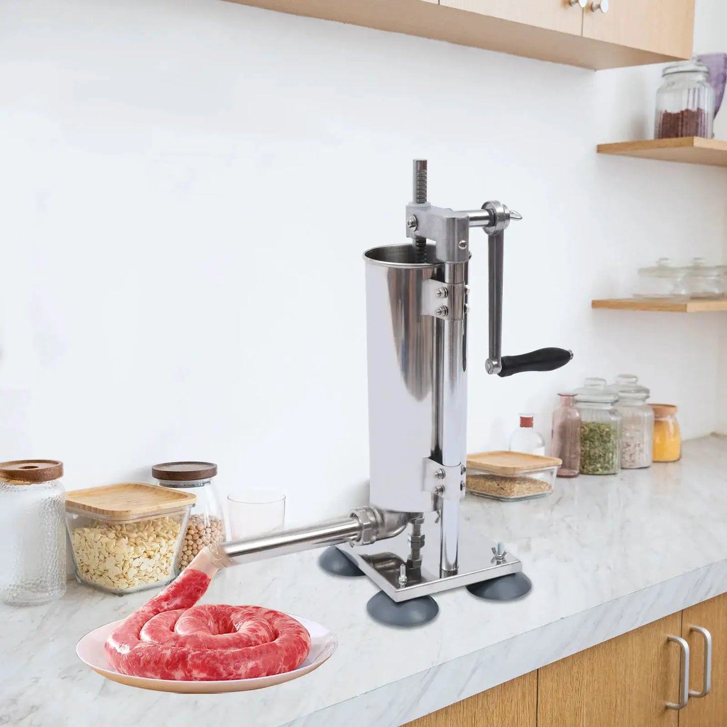 6LBS Stainless Steel Sausage Filler Vertical Manual Sausage Stuffer Home & Commercial Use from PriceLows™