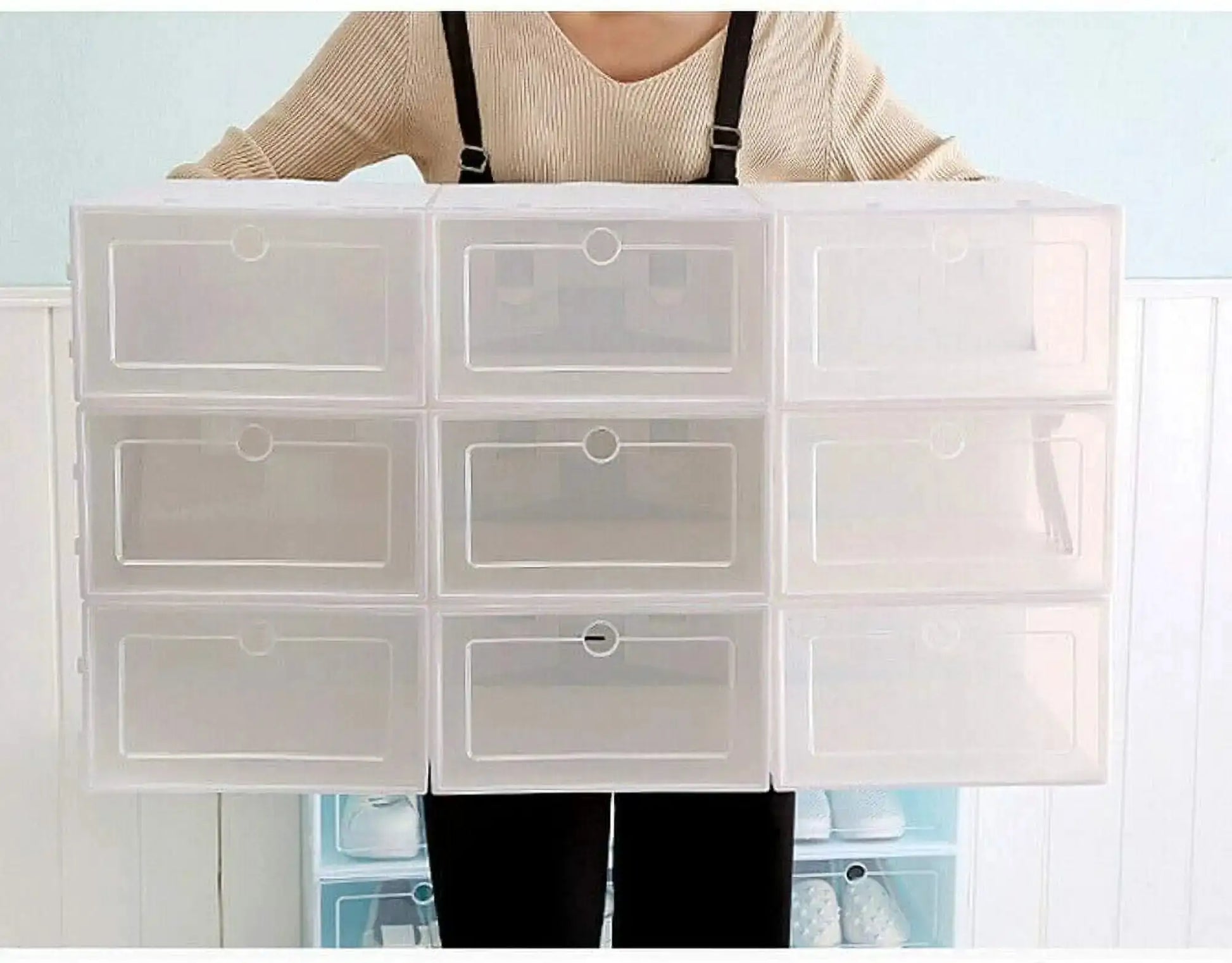 20PCS/24PCS Foldable Flip Shoe Boxes Set Shoe Rack Stackable Storage Container Plastic Clear Shoe Case Home Organizer 33*23*14cm from PriceLows™