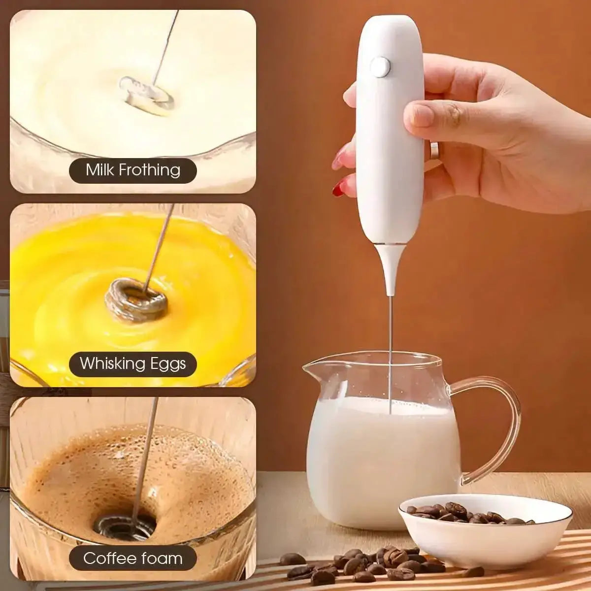 Handheld Milk Frother | Stainless Steel | Rechargeable | Single Pack
