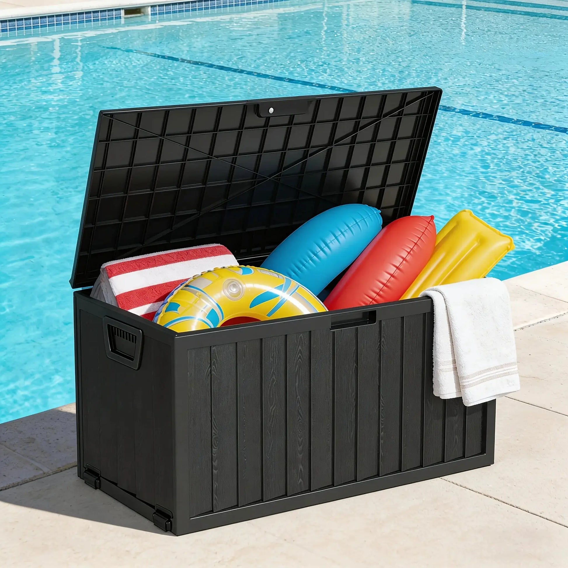 75/35 Gallon Outdoor Storage Box Waterproof Deck Box with Handles & Wheels, Large Patio Furniture Storage Cabinet for Pool Accessories, Tool Chests - Easy Assembly Rack System, Garden Tools Garage Mounted Storage Systems, Cab from PriceLows™