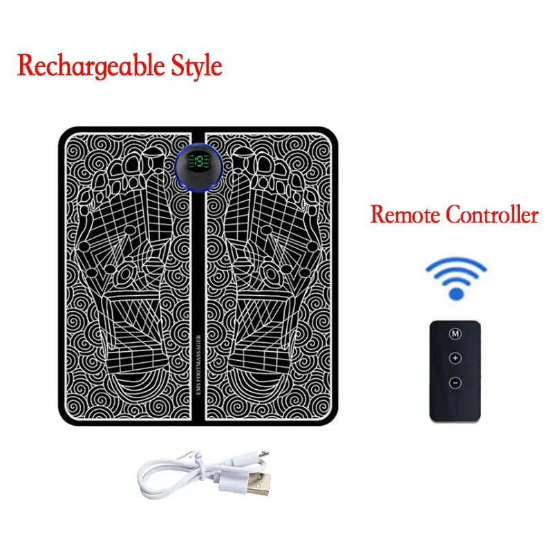 EMS Foot Massager Mat | 8 Modes 19 Levels | Rechargeable USB | Remote Controlled