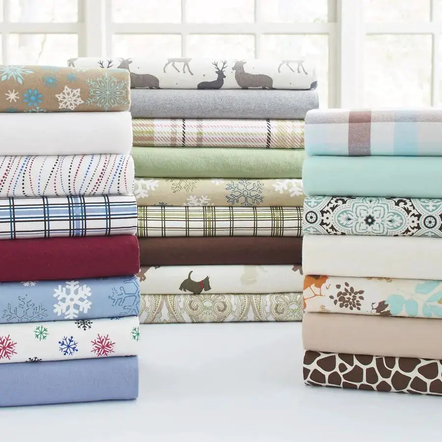 Heavy Weight Flannel Sheet Set, Queen, Snow Flakes Warm amp Cozy 100 Cotton Flannel PreShrunk 170 GSM Deep Pockets Easy Fit Elas from PriceLows™