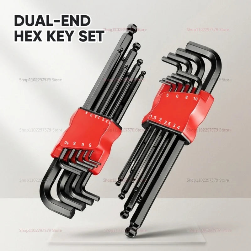 Universal Torque Length Metric Double Head Allen Wrench Set with Socket for Motorcycle Bikes Home Assembly and Disassembly Tools from PriceLows™