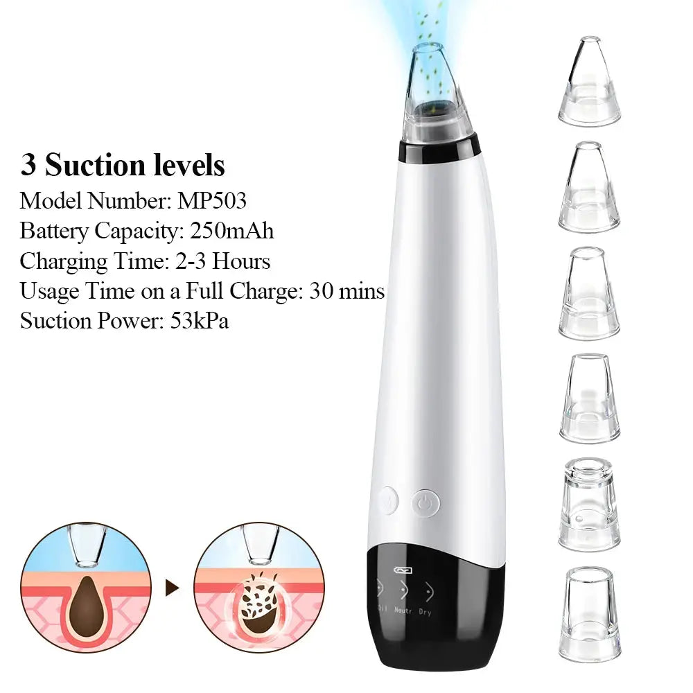 Blackhead Remover Facial Pore Cleaner 3 Suction Power Electric Pimple Acne Extractor Tool Face & Nose Whiteheads Vacuum Removal from PriceLows™