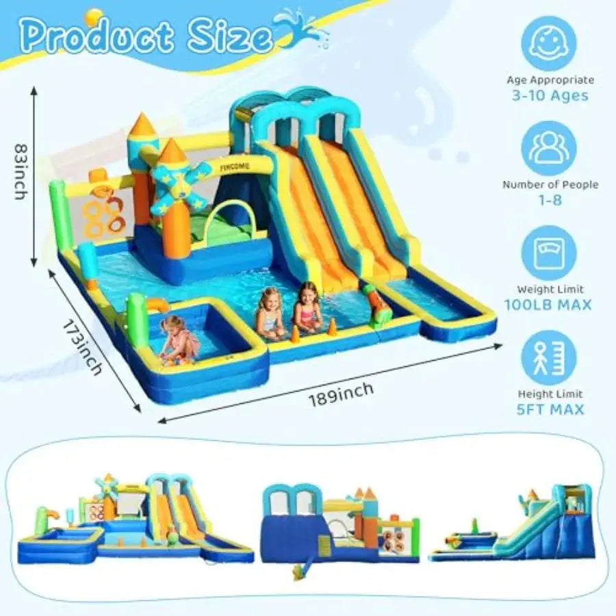 Bounce House, Inflatable Dual Water Slide, 10 in 1 Inflatable Bounce House for Backyard Water Park with 750W Blower, Climbing W from PriceLows™