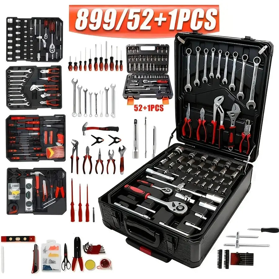 899/52+1 Tool Set, Portable 4-Layer Tool Box with Wheels for Easy Pushing and Pulling, 1/4" Drive and Standard Socket, Multi-Functional Tool Box for Automotive Repair from PriceLows™