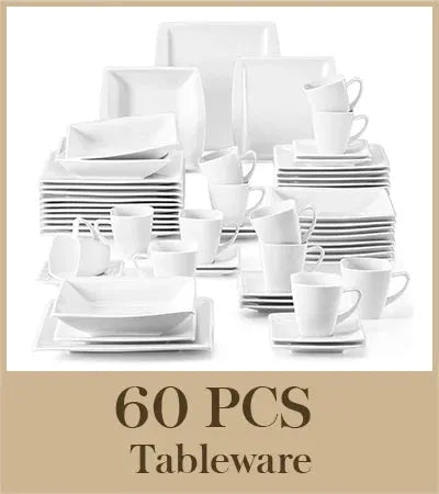MALACASA 30/60PCS Marble Grey Porcelain Tableware Dinnerware Set with 6PCS Dessert/Soup/Dinner Plate/Cup/Saucer,Service for 12 from PriceLows™