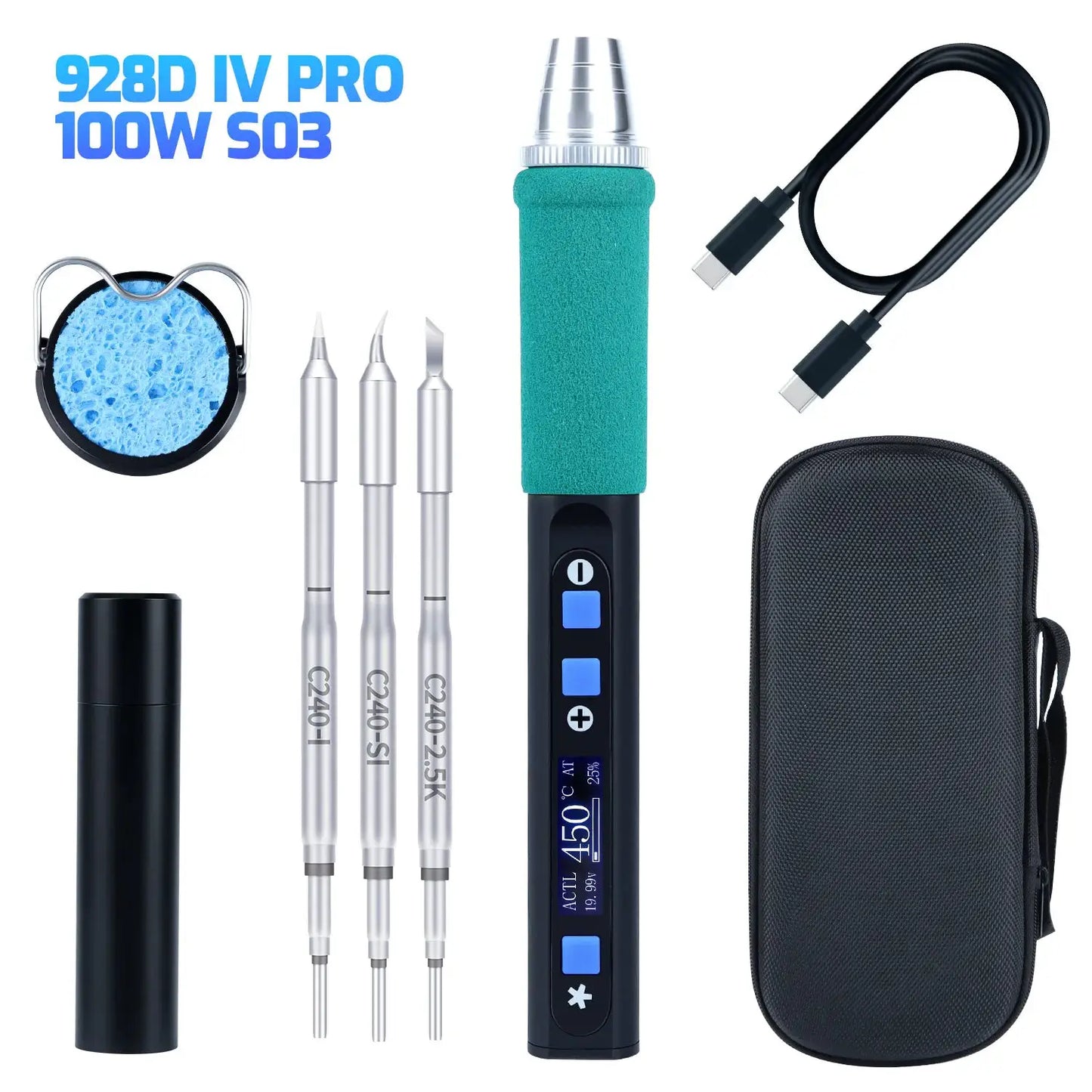 WEP 100W 20VDC 928D-IV-PRO Soldering Iron Kits With Adapter USB Type-C Charging Mini Welding Tools 928D-IV 60W Solder Station from PriceLows™