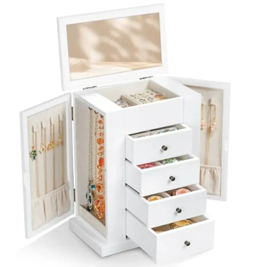 Jewelry Box for Women, 5 Layer Large Wood Jewelry Boxes and Organizers for Necklaces Earrings Rings Bracelets, Rustic Jewelry O from PriceLows™
