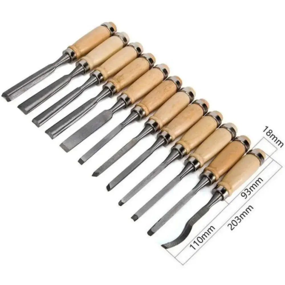 12Pcs Wooden Carving Chisel Set, Woodworking Tools Set with Pouch, Full Size Knife Gouge Kit for Carving Projects Consruction An from PriceLows™