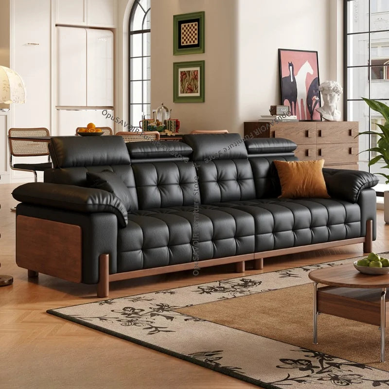 Sofa | Solid Wood Frame | Top Grain Leather | Mid-Century Modern