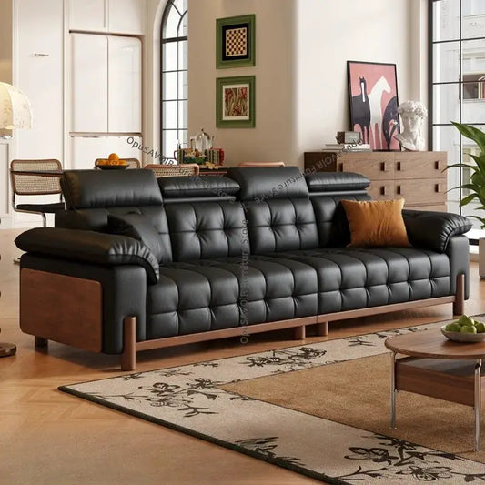 Sofa | Solid Wood Frame | Top Grain Leather | Mid-Century Modern from PriceLows™
