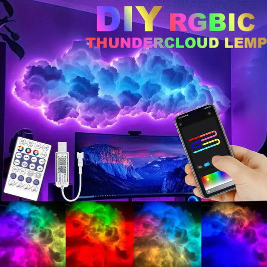 3D Big Cloud Lightning Light 360 Degree Wireless Remote APP Music Sync Multicolor Lightning Smart Cloud Light For Home LED Decor from PriceLows™