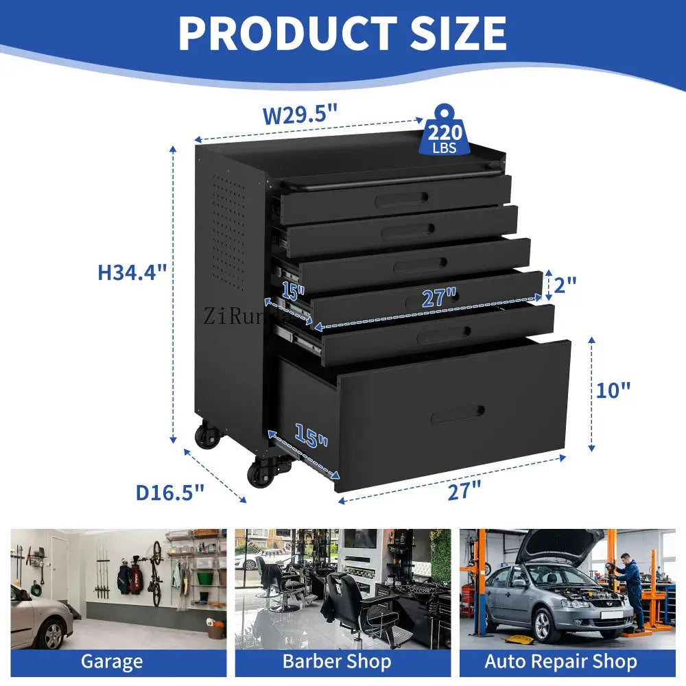 34.3" Rolling Tool Chest with 6 Drawers - Mobile Garage Cabinet Organizer, All-Drawer Design for Small Parts from PriceLows™