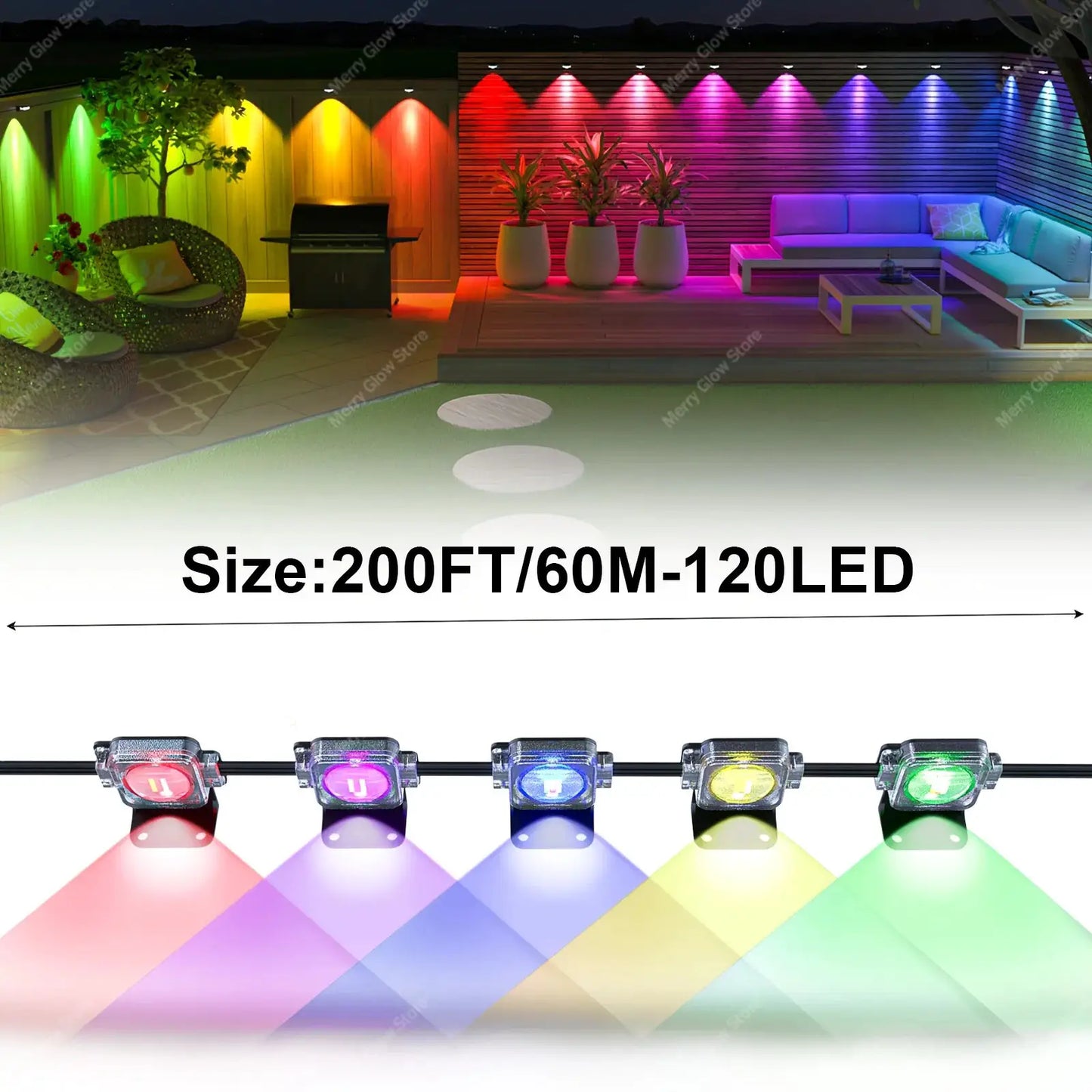 200ft 150ft 100ft Permanent Outdoor Lights Smart Eave Lights App Control Scene Modes IP67 Waterproof House Decor for Christmas from PriceLows™