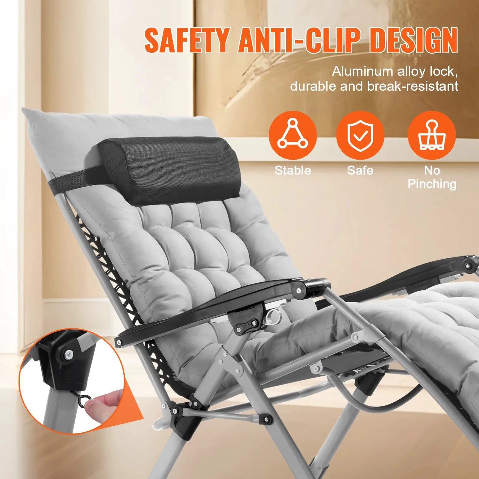 SucceBuy Zero Gravity Chair Zero Gravity Recliner Lounge Chair Adjustable Anti Gravity Chair with Cushion Footrest and Cupholder from PriceLows™