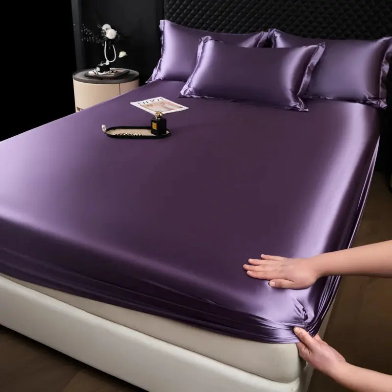 Solid Color Fashion Satin Fitted Sheet Rayon Mattress Cover with Elastic Band Bed Sheet for Bedding 140x200 160x200 from PriceLows™
