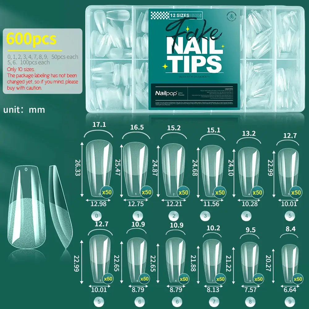 Nailpop 600PCS Nail Tips Full Cover Medium Length Ballerina Press On False Nail Extenison Tips with Box for Salons and Home DIY from PriceLows™
