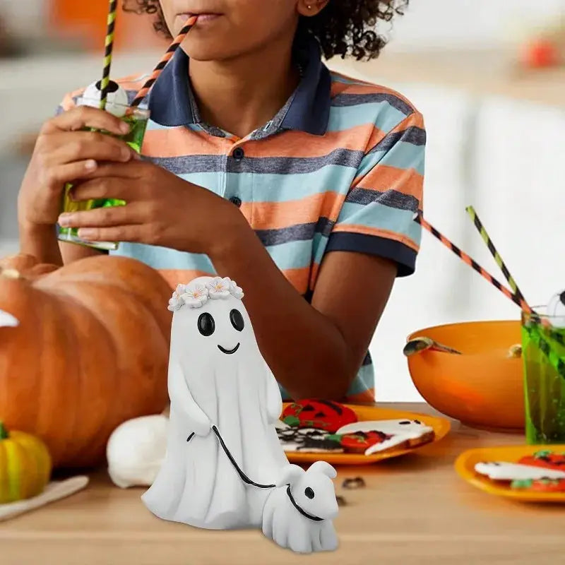 2025 Halloween Ghost Dog Walking Statue, Spooky Figurine for Holiday Decor, Indoor/Outdoor Ornament, Gift from PriceLows™