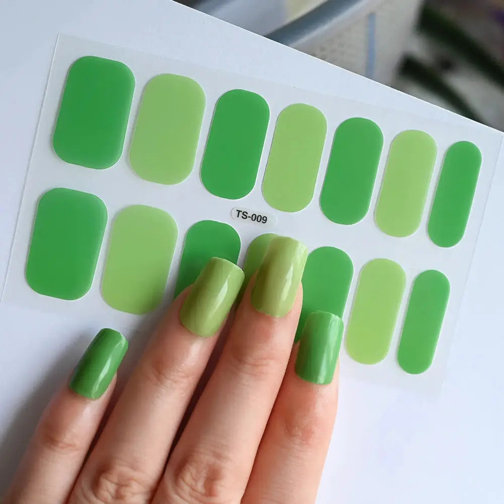 1Pcs Semi-Cured UV Gel Nail Sticker Pure Color Full Cover Waterproof Long-lasting Nail Strips 16Tips DIY Nail Polish Stickers *& from PriceLows™