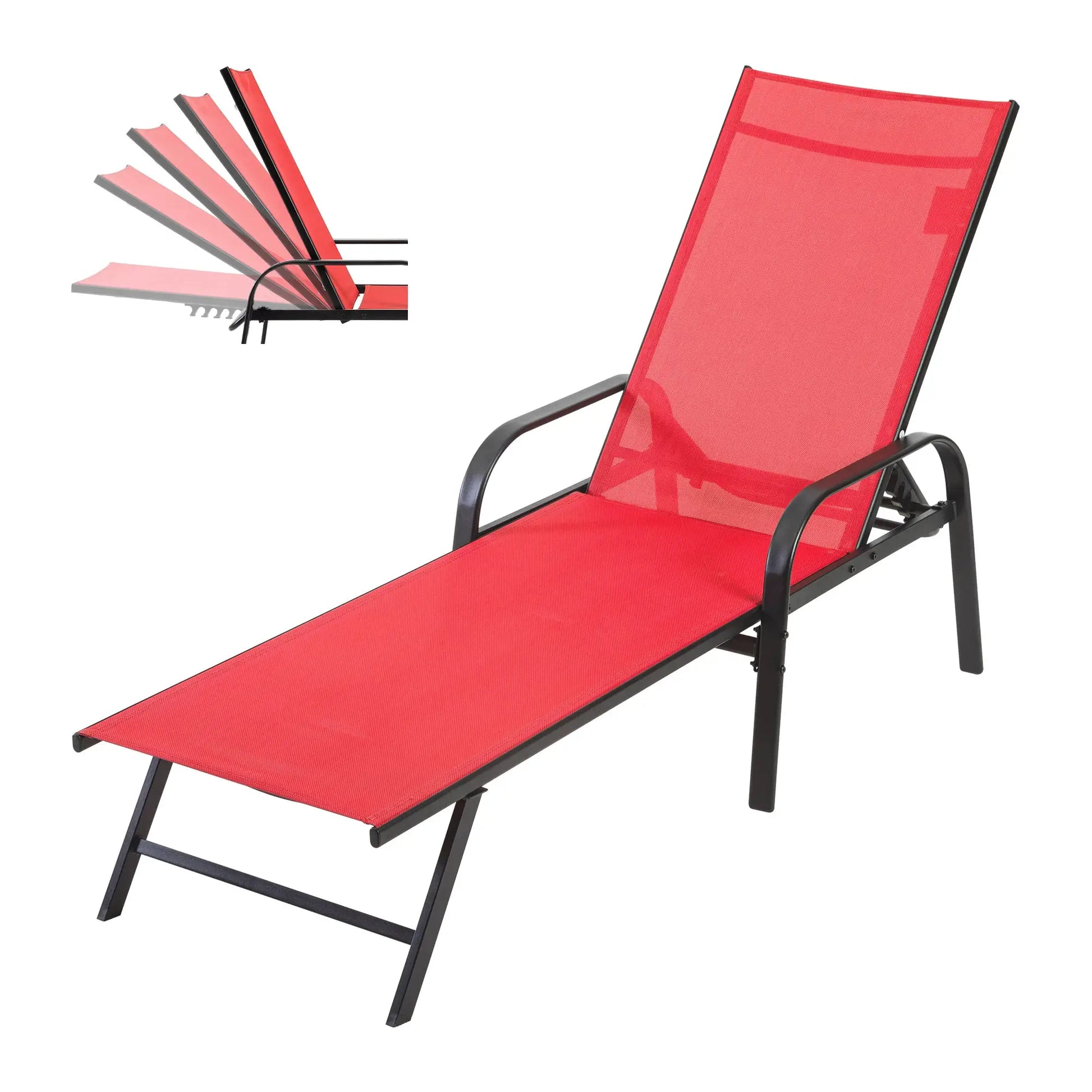 JHK Folding Portable 8-legged Beach Chair Outdoor Sun Chairs with Armrests Metal Frame Lounge Recliner Chair for Patio Backyard from PriceLows™