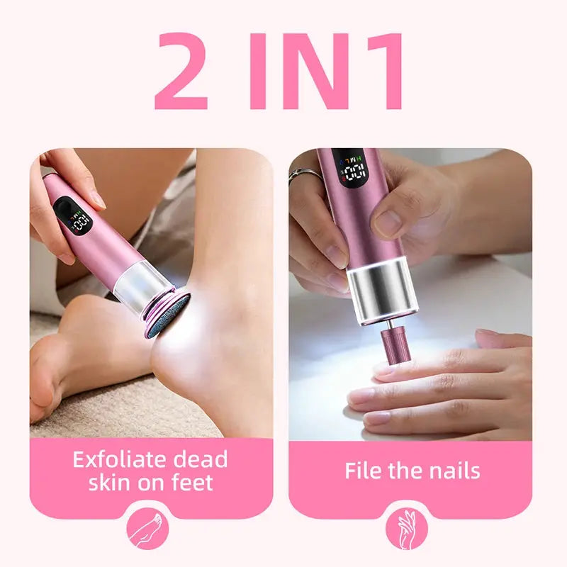 New Electric Foot File Callus Remover 2 in 1 Rechargeable Foot File & Nail Pedicure Tool, gift 60PCS Replaceable Sandpaper Discs from PriceLows™