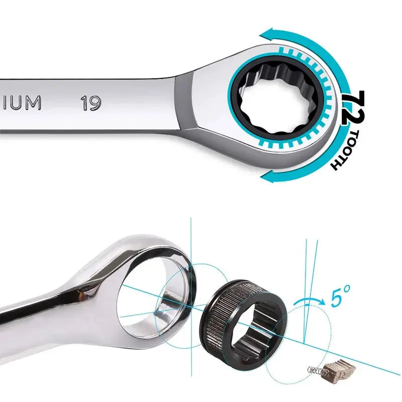 Ratcheting Wrench Set Metric and Standard 12-Point Box End Combination Spanner Gear Wrench Garage Tool Set,CR-V Full Polished from PriceLows™