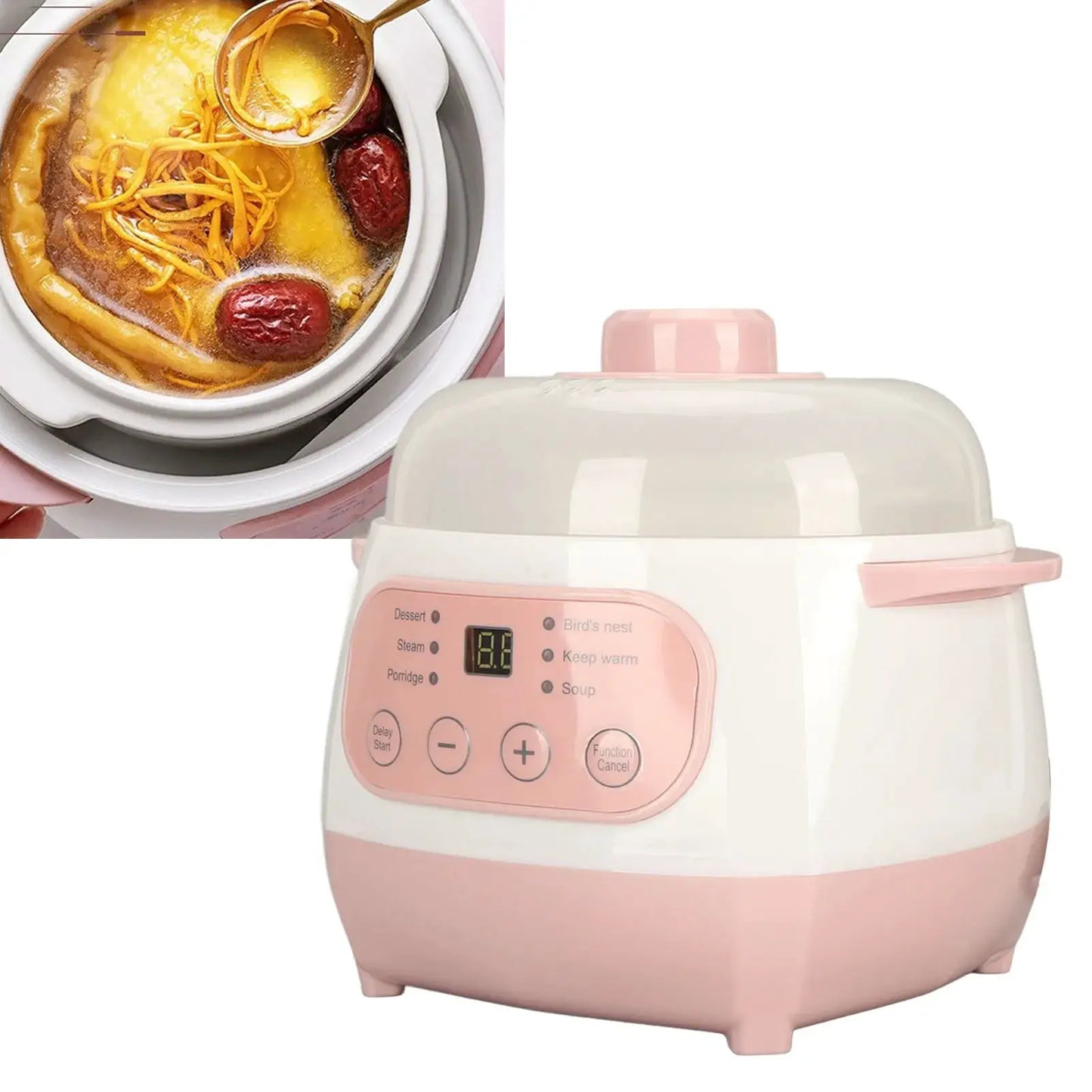 Mini Rice Cooker | 1L Capacity | 200W Power | Anti Dry Burn Safe Ceramic Cooker
