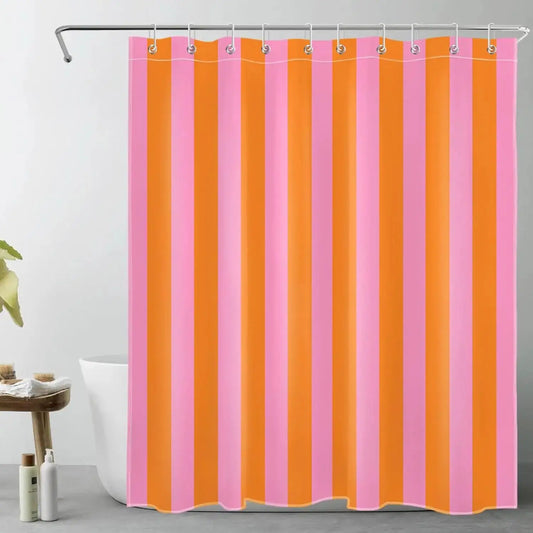 Pink and Orange Shower Curtain Abstract Bohemian Fabric Shower Curtain with 12 Hooks Waterproof Bathroom Decoration from PriceLows™