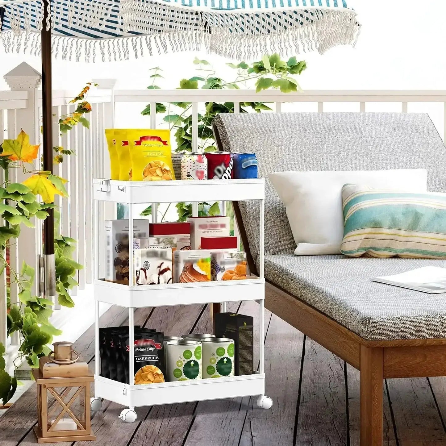 Rolling Storage Cart 3 Tier, Bathroom Cart Organizer Mobile Shelving Unit Multi-Functional Shelves for Office, Kitchen, Bathroom from PriceLows™